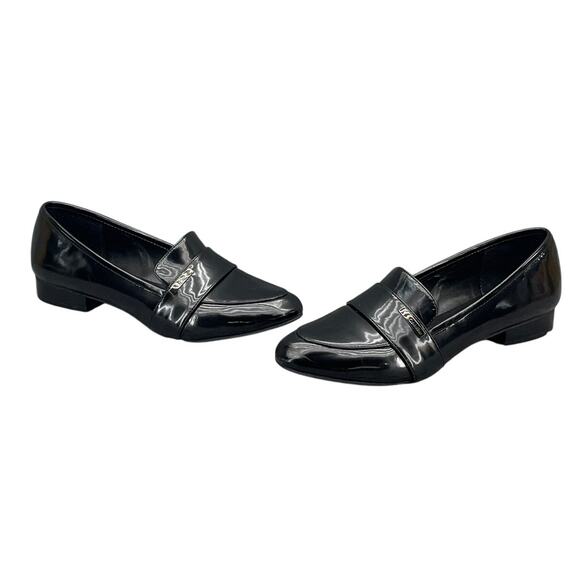 Calvin Klein 90s  Black Patent Leather Slip On Block Heel Loafer Women 8M - Picture 4 of 10